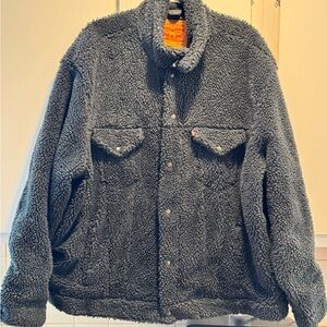 Men's Gray/Black Levi’s Sherpa Jacket XXL Vintage Fit